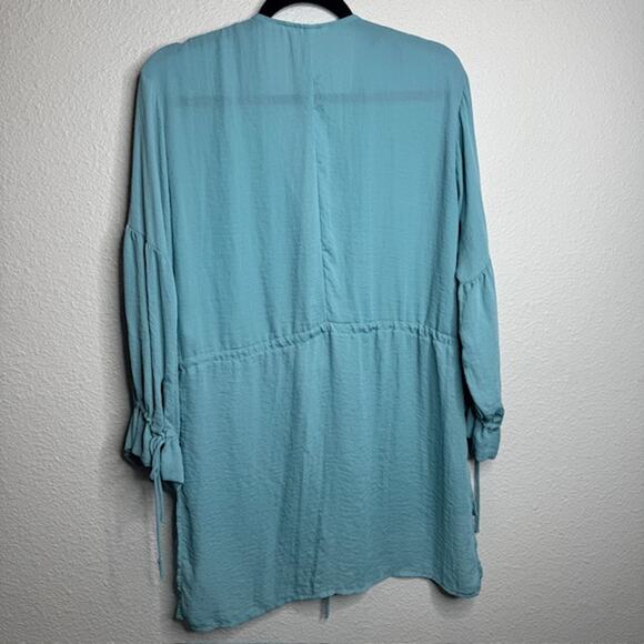 H&M Womens Sz 6 Plunge Neck Tie w/Drawstring Waist Beach Dress - Picture 8 of 13